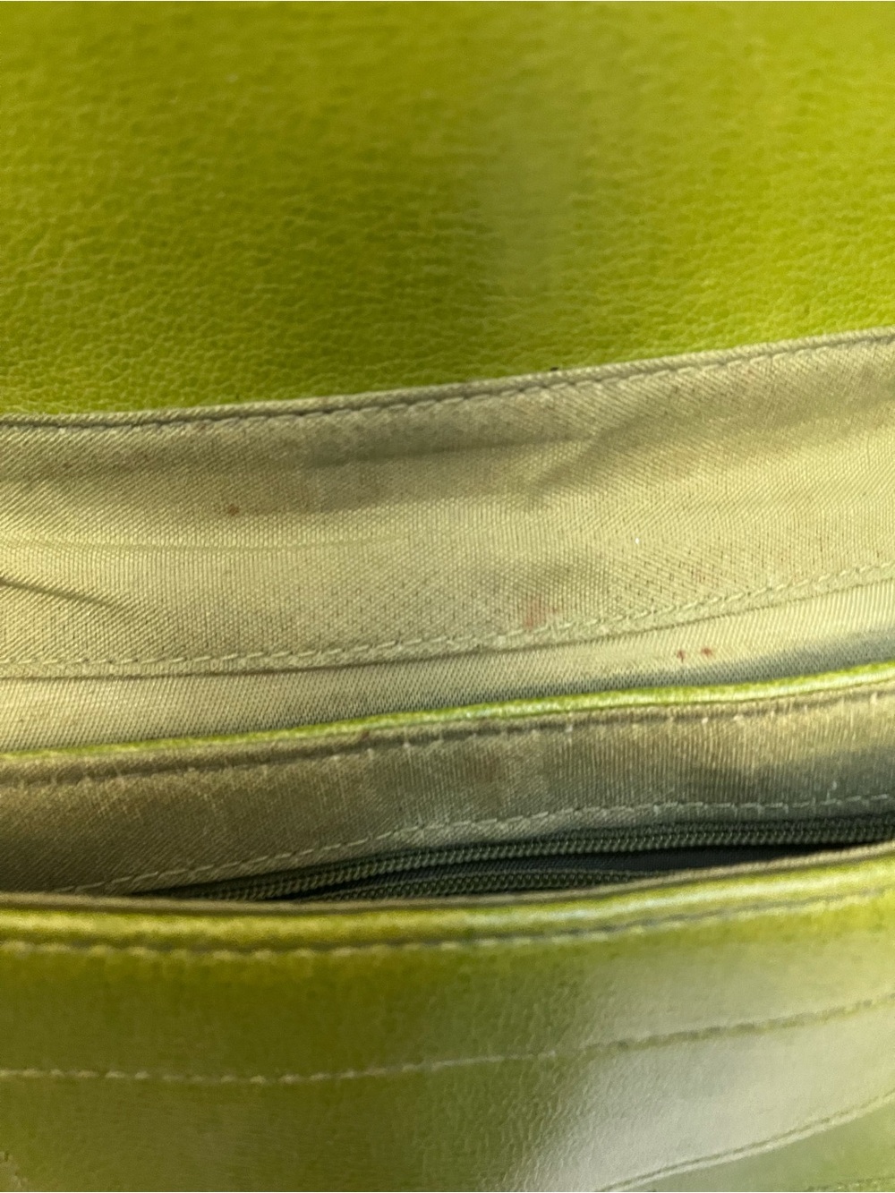 Chartreuse & Silver Shoulder Bag Vintage? Small Purse Lime Green Y2K 2000s - Picture 5 of 9